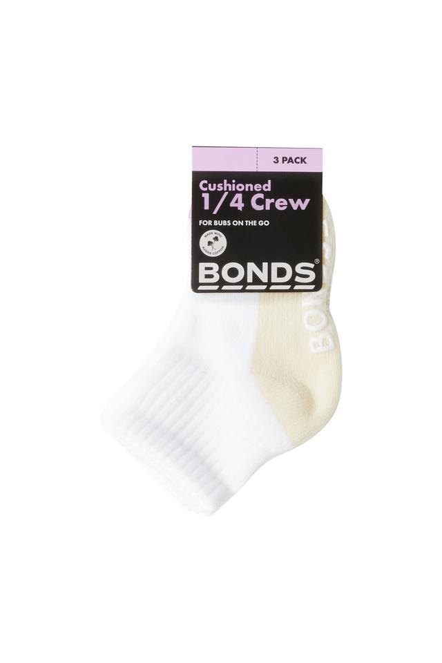 Baby Logo Cushioned Quarter Crew Socks 3 Pack