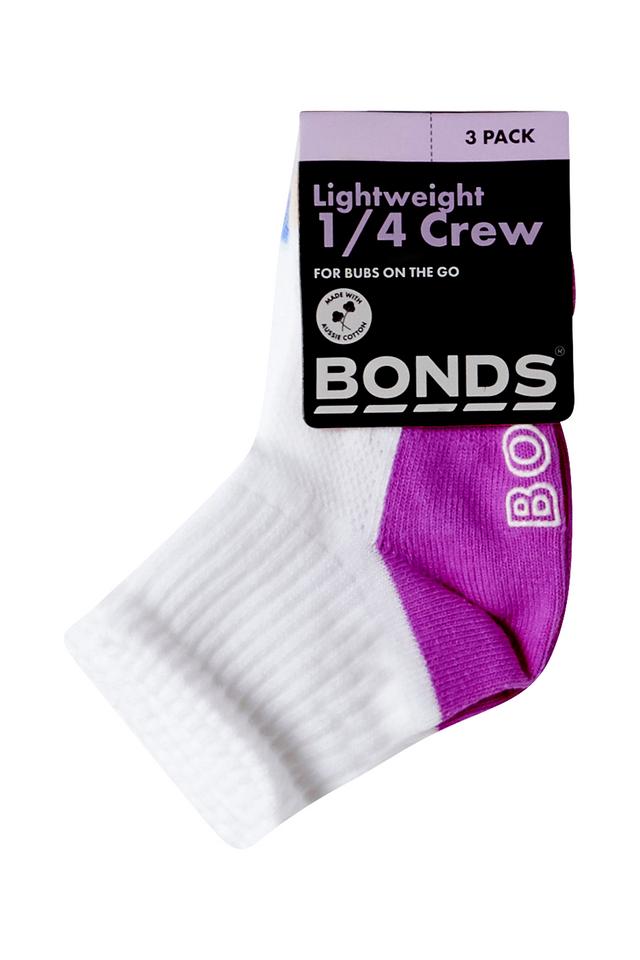 Baby Logo Lightweight Quarter Crew Socks 3 Pack