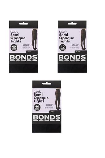 Semi Opaque 40 Denier Tights 3 Pack (Black)