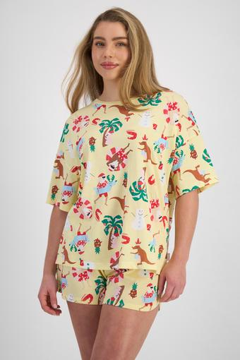 Sleep Aussie Cotton Relaxed Tee (Sandy Santa)