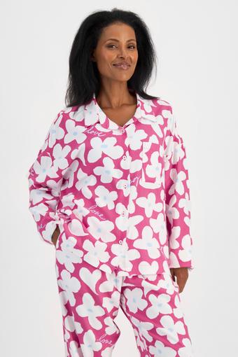 Sleep Flannelette Long Sleeve Shirt (Love Blooms Pink)