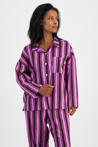 Sleep Flannelette Long Sleeve Shirt (Sleep Stripe Purple)
