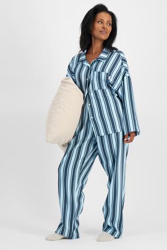 Sleep Flannelette Long Sleeve Shirt (Sleepy Stripe Blue)