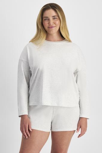 Sleep Relaxed Long Sleeve Aussie Cotton Tee (Cloudy Marle)
