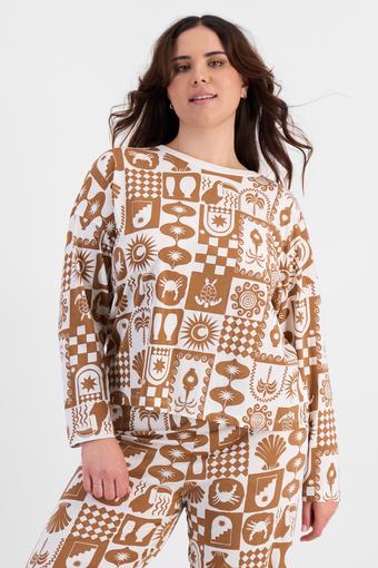 Sleep Relaxed Long Sleeve Aussie Cotton Tee (HOLIDAZED BORONIA BROWN)