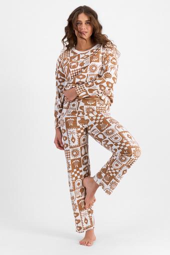 Sleep Wide Leg Aussie Cotton Pant (HOLIDAZED BORONIA BROWN)