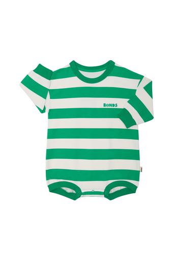 Soft Threads Terry Slouchy Suit (Horizontal Rugby Stripes Frog)