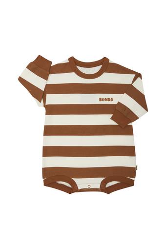 Soft Threads Terry Slouchy Suit (Horizontal Rugby Stripes Spiced Tea)
