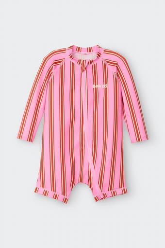Swim Long Sleeve Zippy (Deck Chair Stripe Pink)
