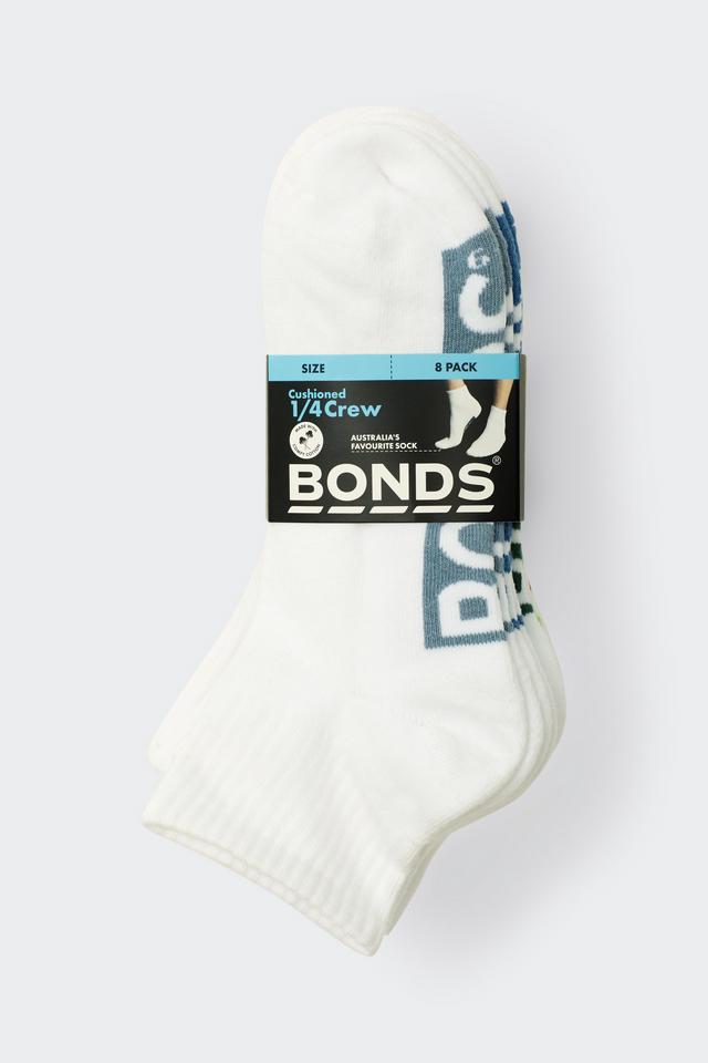 Mens Logo Cushioned Quarter Crew Socks 8 Pack