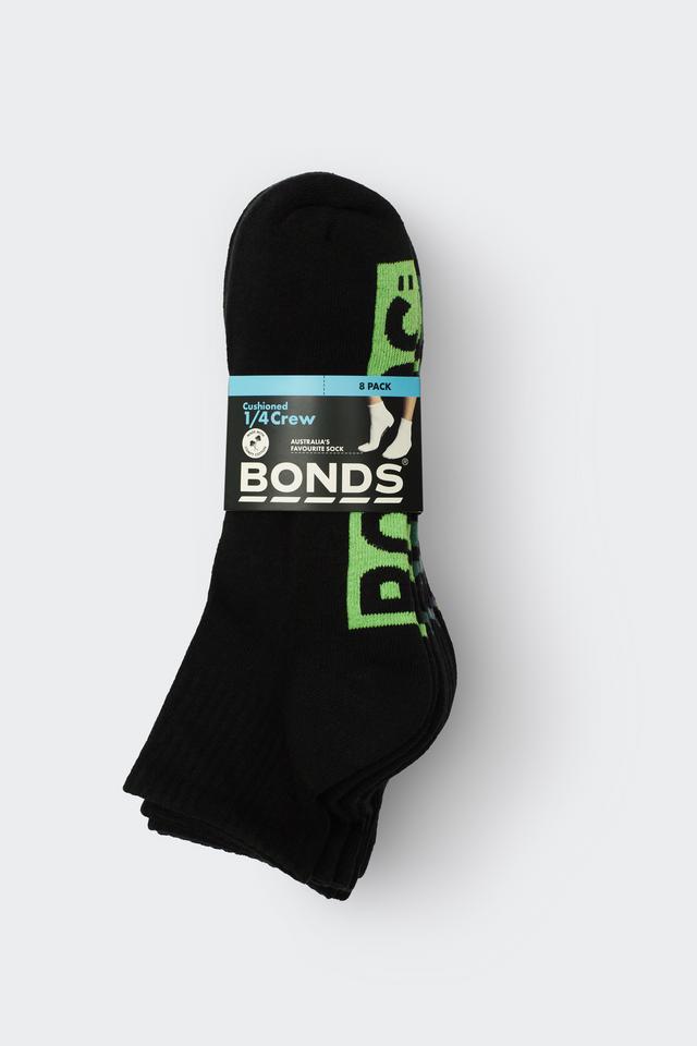 Mens Logo Cushioned Quarter Crew Socks 8 Pack
