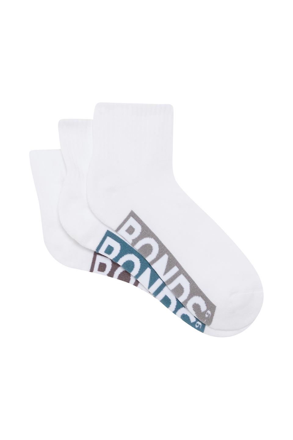 Mens Logo Cushioned Quarter Crew Socks 3 Pack