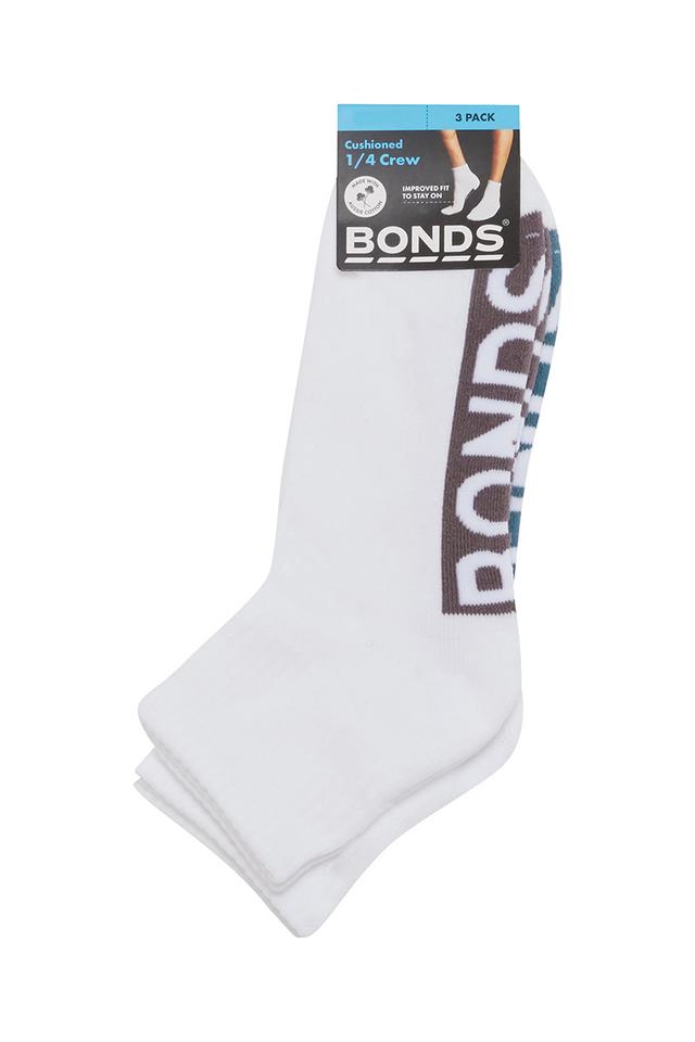 Mens Logo Cushioned Quarter Crew Socks 3 Pack