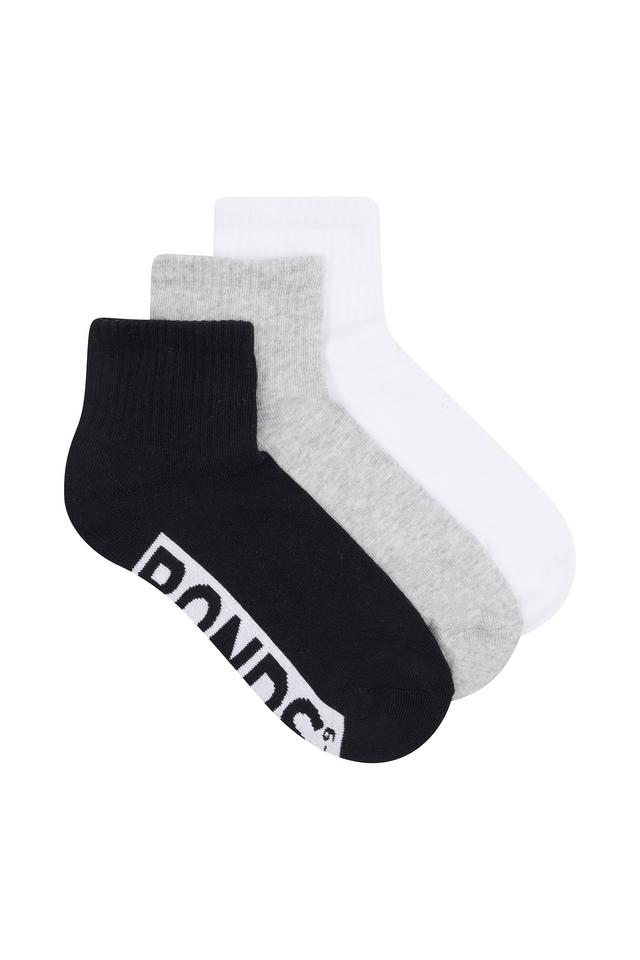 Mens Logo Cushioned Quarter Crew Socks 3 Pack