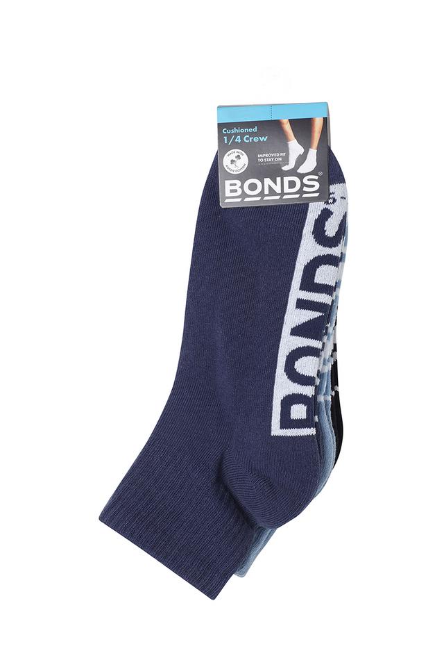 Mens Logo Cushioned Quarter Crew Socks 3 Pack