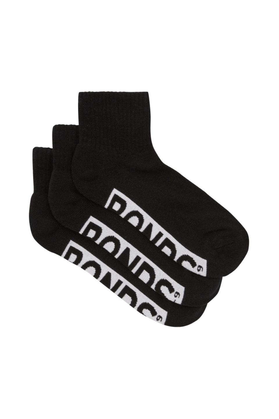 Mens Logo Cushioned Quarter Crew Socks 3 Pack