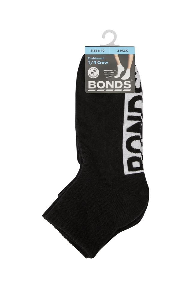 Mens Logo Cushioned Quarter Crew Socks 3 Pack