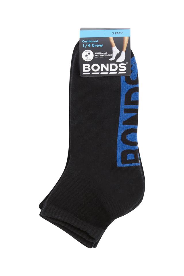 Mens Logo Cushioned Quarter Crew Socks 3 Pack