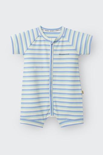 Wide Needle Rib Romper (Triple Wide Needle Rib Stripe)