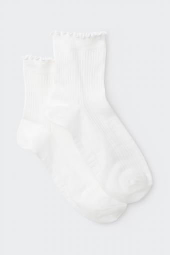 Womens Frill Anklet Socks 2 Pack (Nu White)