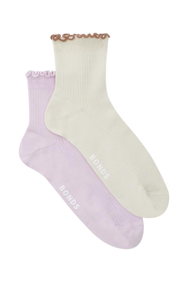 Womens Frill Anklet Socks 2 Pack