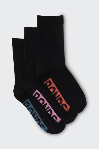 Womens Logo Cushioned Crew Socks 3 Pack (Black Pop)