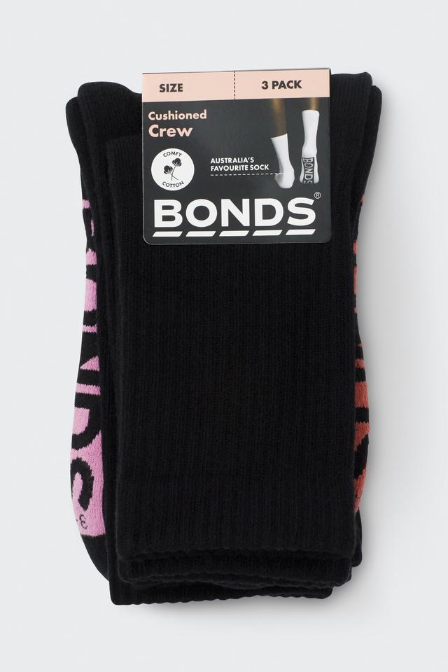 Womens Logo Cushioned Crew Socks 3 Pack