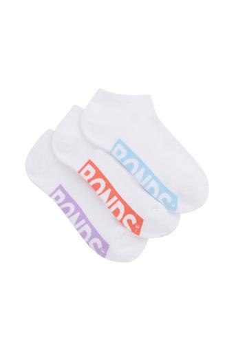 Womens Logo Cushioned Low Cut Socks 3 Pack (White Pop)
