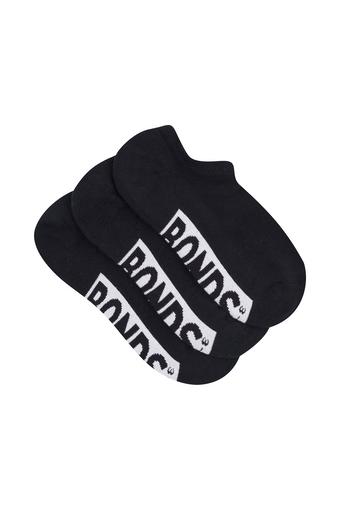 Womens Logo Cushioned No Show 3 Pack (Black)