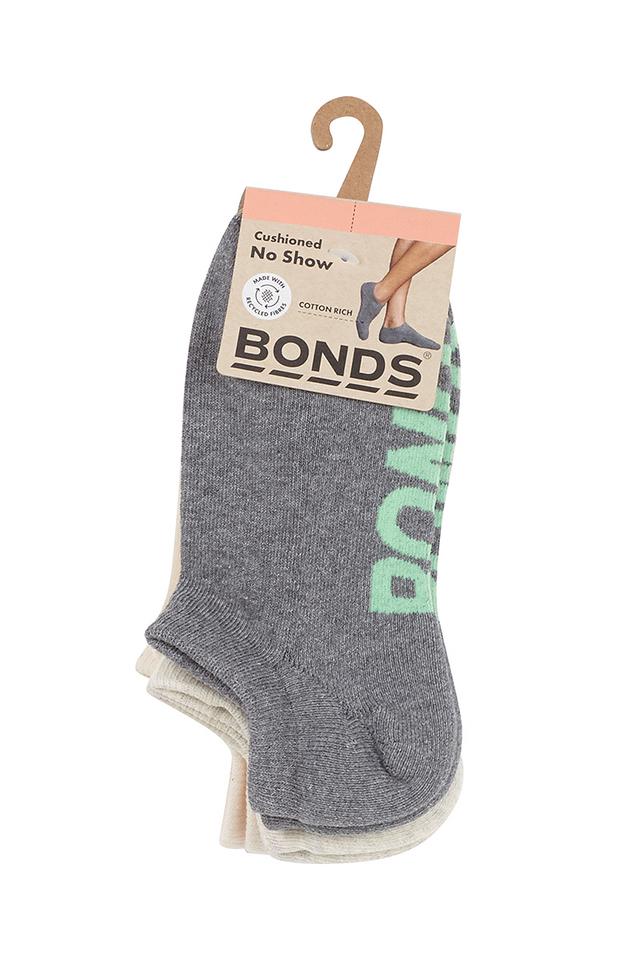 Womens Logo Cushioned No Show Socks 3 Pack