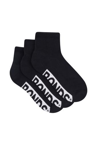 Womens Logo Cushioned Quarter Crew 3 Pack (Black)
