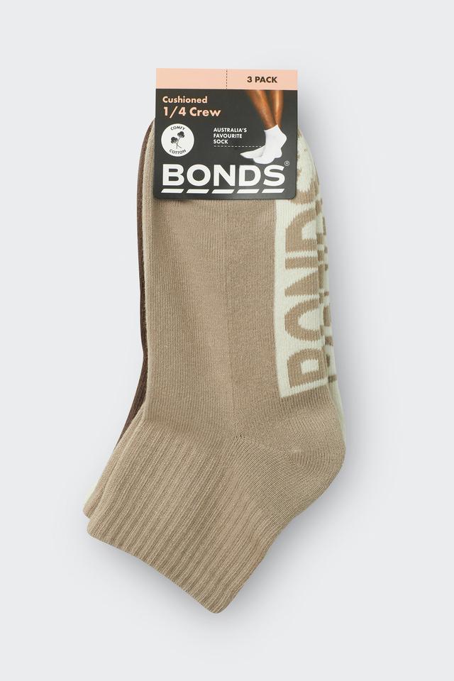 Womens Logo Cushioned Quarter Crew Socks 3 Pack