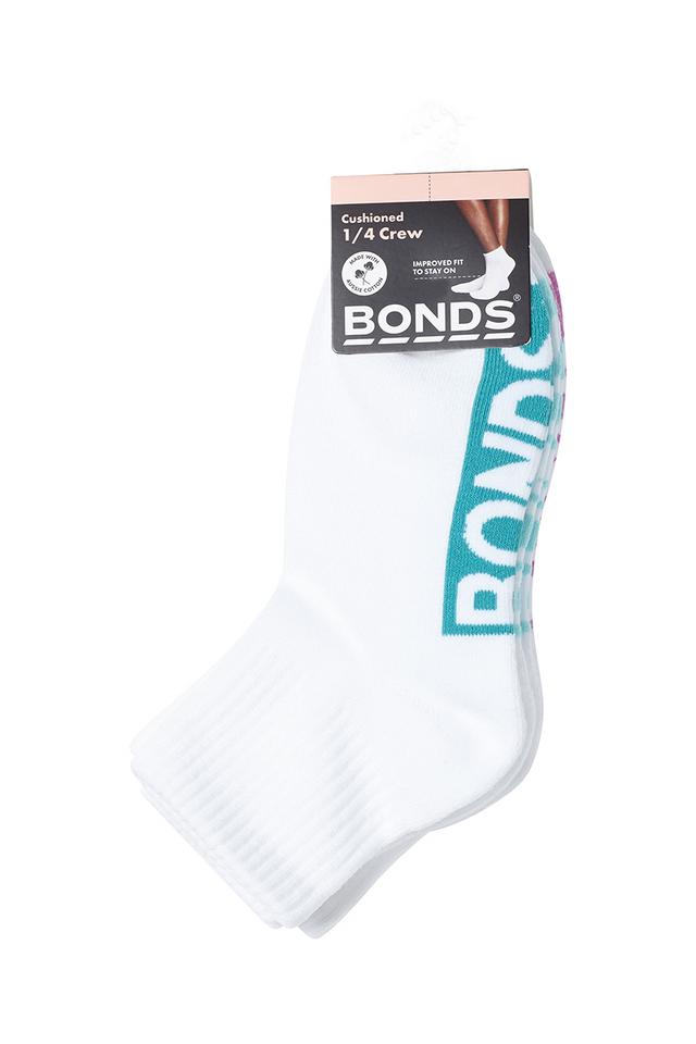 Womens Logo Cushioned Quarter Crew Socks 3 Pack