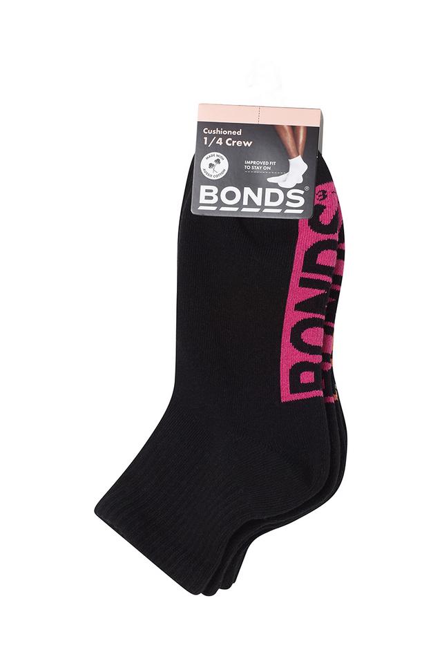 Womens Logo Cushioned Quarter Crew Socks 3 Pack