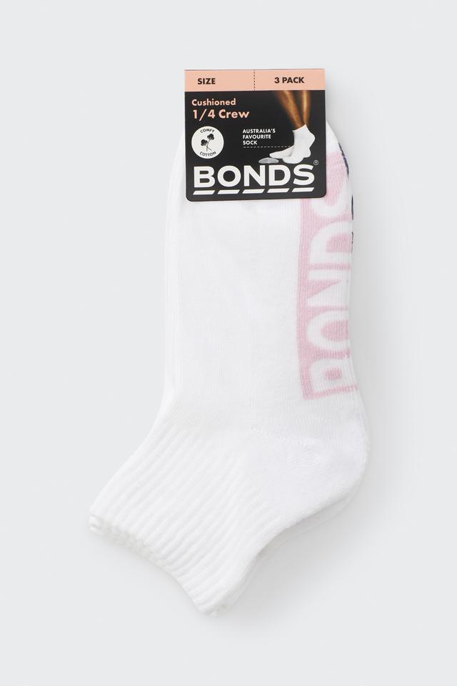 Womens Logo Cushioned Quarter Crew Socks 3 Pack