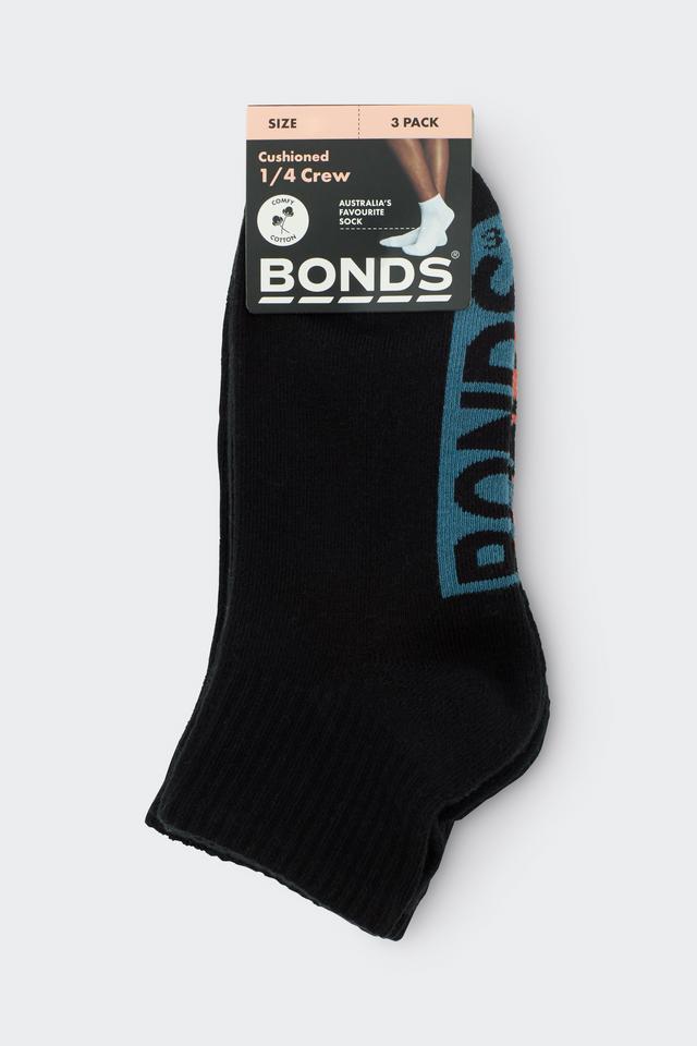 Womens Logo Cushioned Quarter Crew Socks 3 Pack
