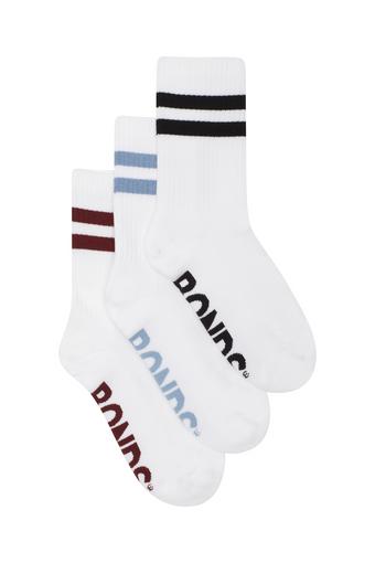 Womens Logo Cushioned Stripe Crew Socks 3 Pack (White Pop)