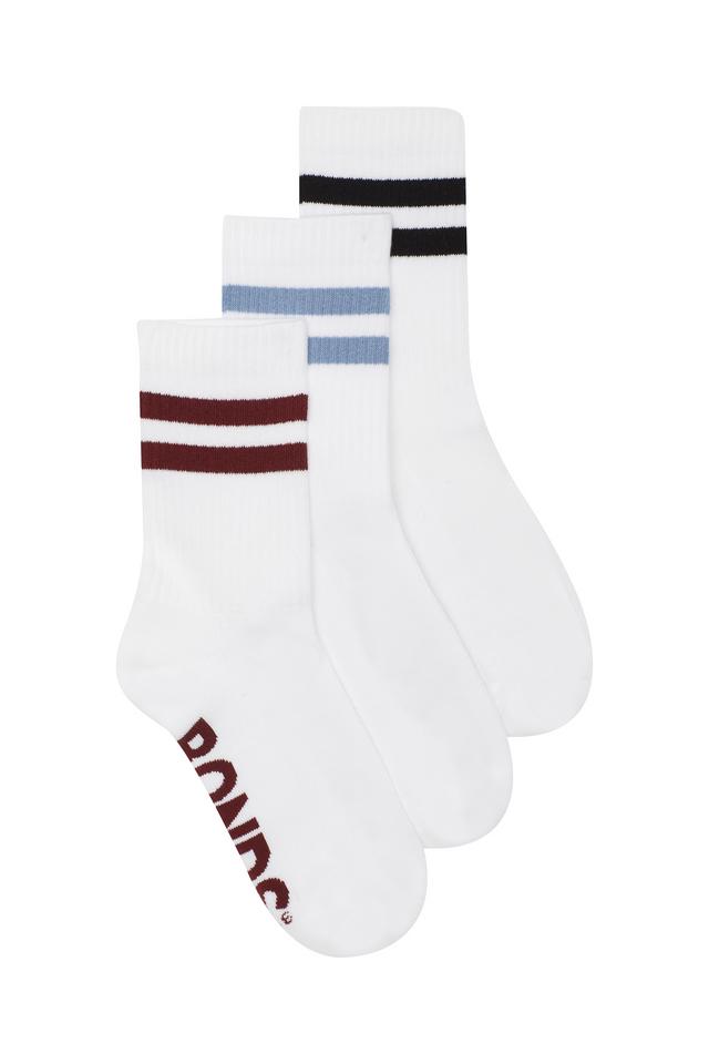 Womens Logo Cushioned Stripe Crew Socks 3 Pack