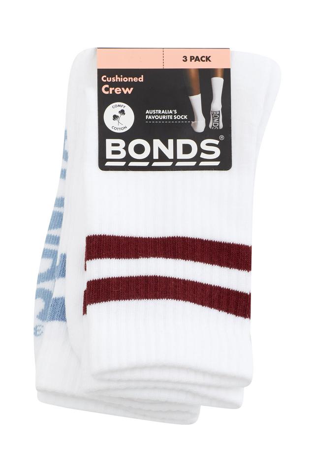 Womens Logo Cushioned Stripe Crew Socks 3 Pack