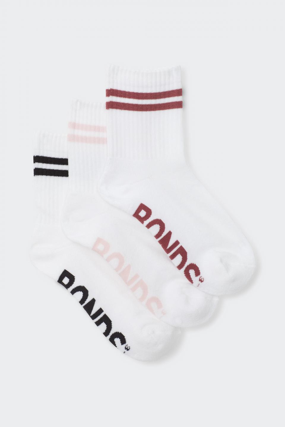 Womens Logo Cushioned Stripe Half Crew Socks 3 Pack