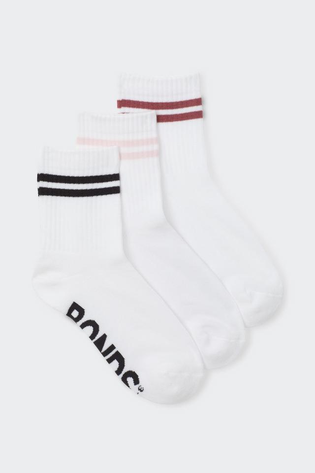 Womens Logo Cushioned Stripe Half Crew Socks 3 Pack