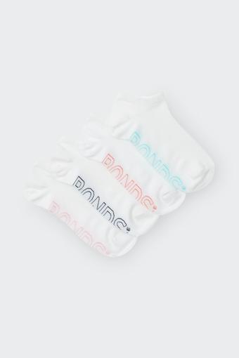 Womens Logo Light Low Cut Socks 4 Pack (White Pop)