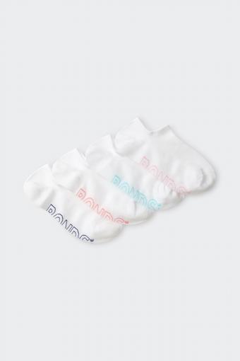 Womens Logo Light No Show Socks 4 Pack (White Base)