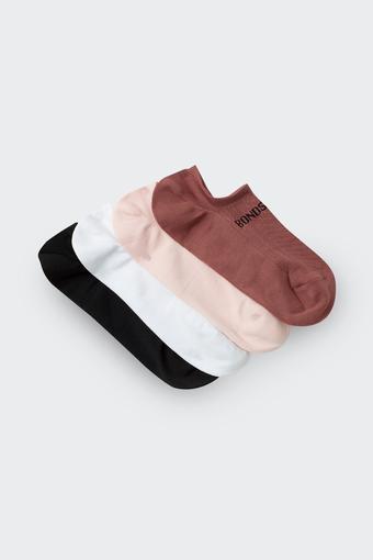 Womens Play It Cool No Show Socks 4 Pack (Earth Shine/ Mona Lisa/ White/ Black)