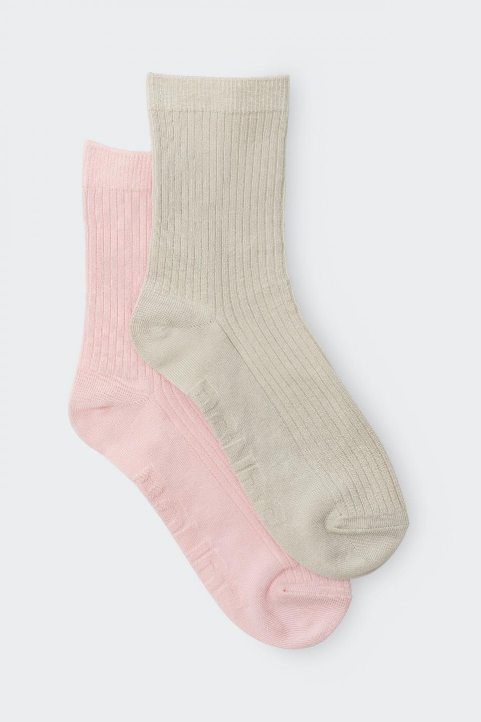 Womens Rib Half Crew Socks 2 Pack