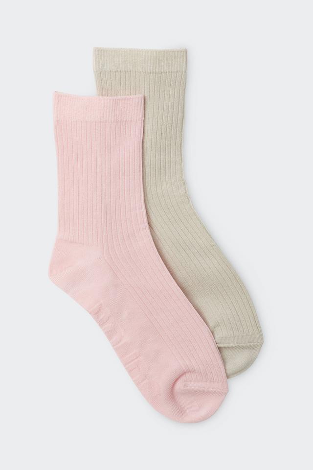Womens Rib Half Crew Socks 2 Pack