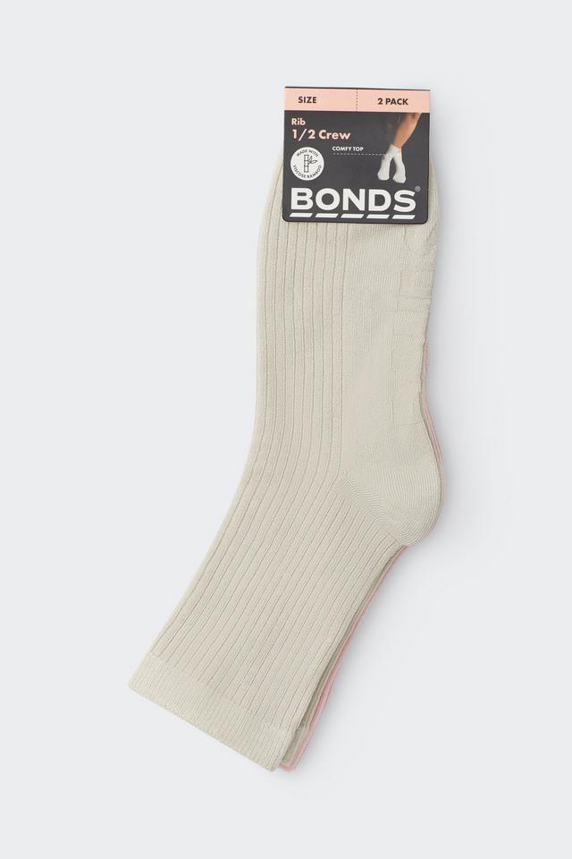Womens Rib Half Crew Socks 2 Pack
