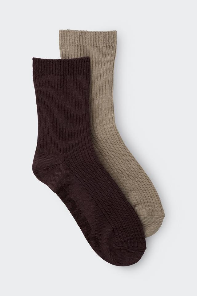 Womens Rib Half Crew Socks 2 Pack