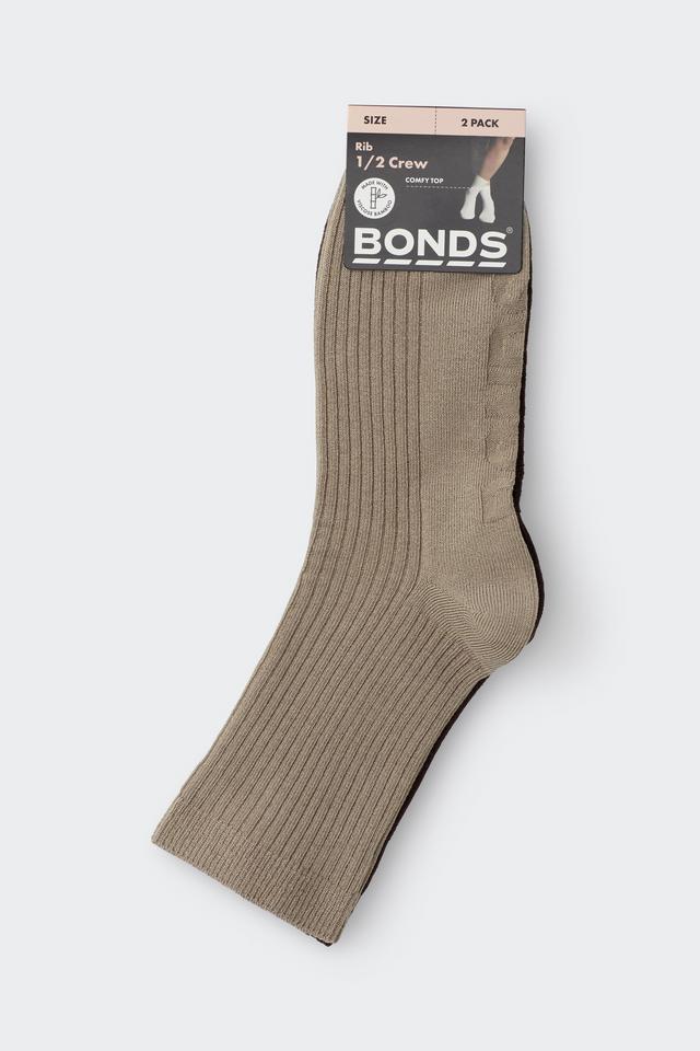 Womens Rib Half Crew Socks 2 Pack
