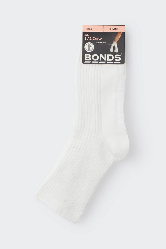 Womens Rib Half Crew Socks 2 Pack